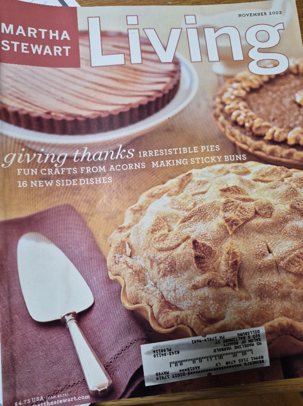 Martha Stewart Living Magazine November 2003